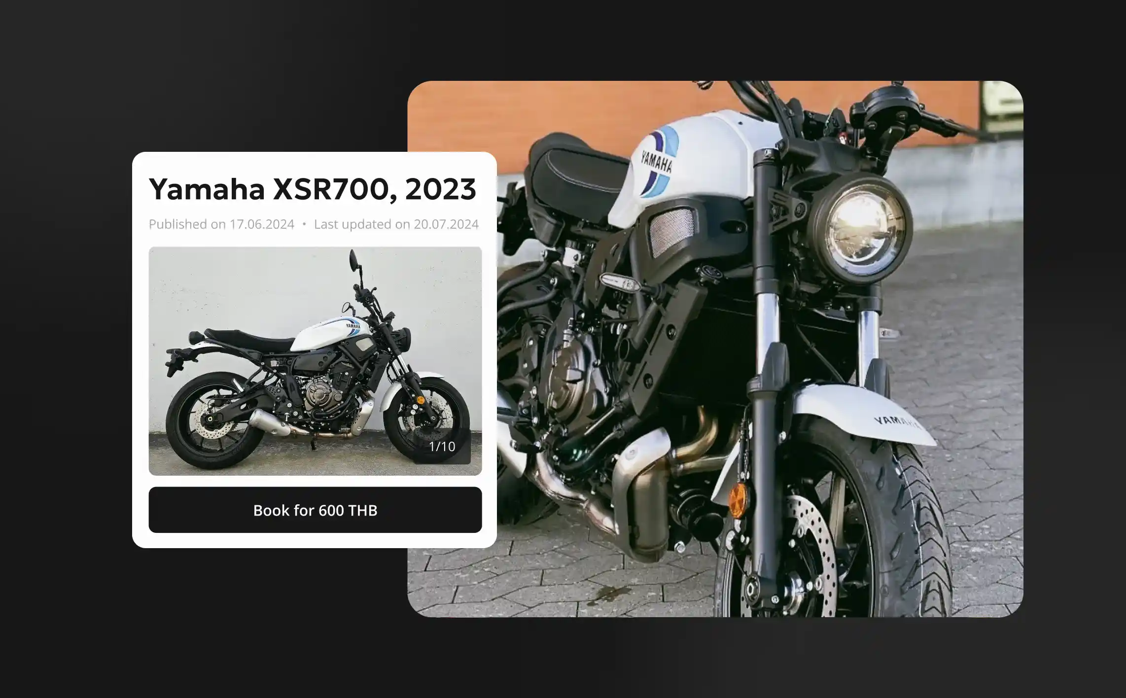 Yamaha XSR700 available for rental on Wroomo