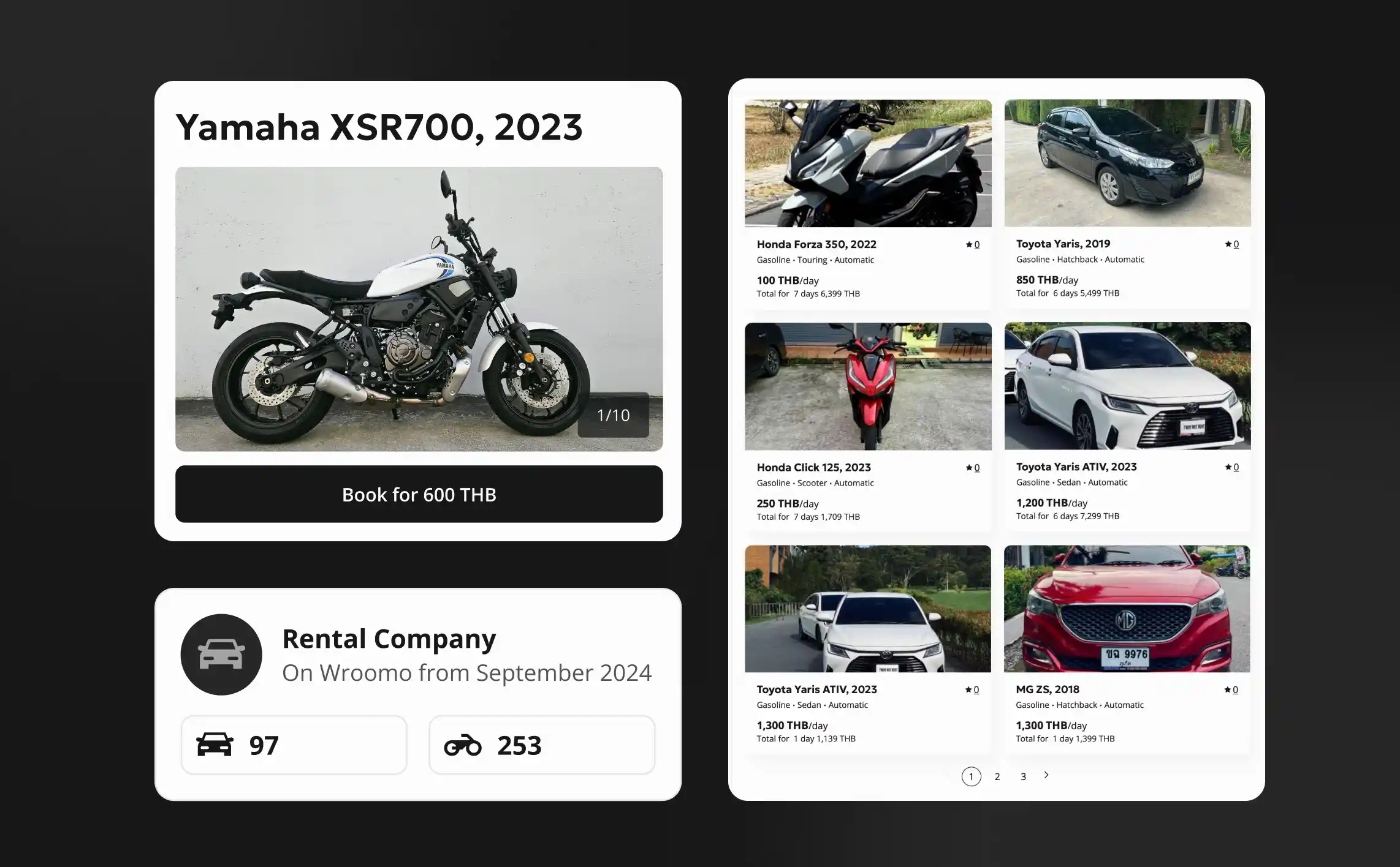 Vehicle listings and details on Wroomo platform